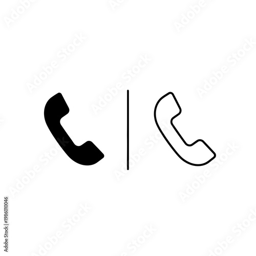 Classic telephone handset icons for communication and assistance with telephone communication pictogram minimalist landline assistance business
