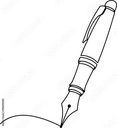 Fountain Pen Writing on White Background vector