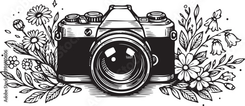 vintage floral photo camera