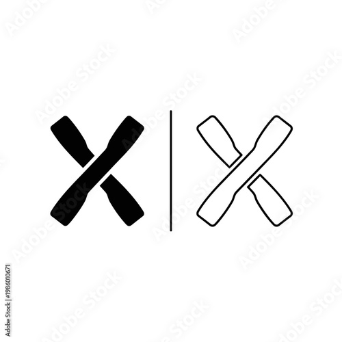 Crossed spatula and scraper kitchen tool icon set in solid and outline style with culinary utensils minimalist equipment restaurant preparation