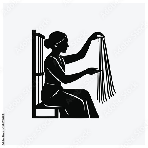 Woman brushing or styling hair at a vanity or chair