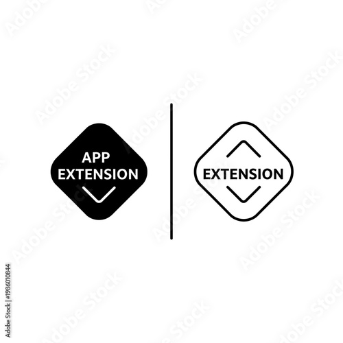 App extension icon set with arrow symbols in solid and outline design extension software development interface navigation technology direction