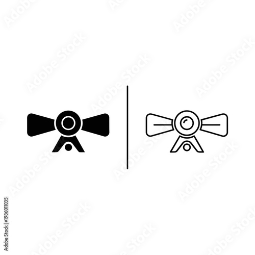 Telescope astronomical instrument icon set in solid and outline style with telescope astronomy stargazing observation equipment illustration