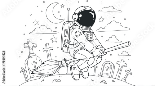 Astronaut witch a spooky space fusion