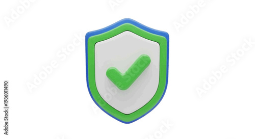 Vector illustration of green and blue shield icon with a checkmark on on a transparent background