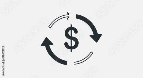 Dollar Sign with Circular Exchange Arrows Financial Icon on Bright Studio Background