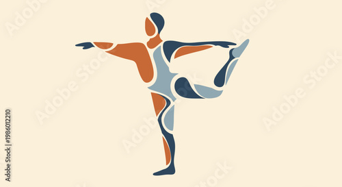 Focused Man Practicing Yoga Tree Pose in Bright Studio Background