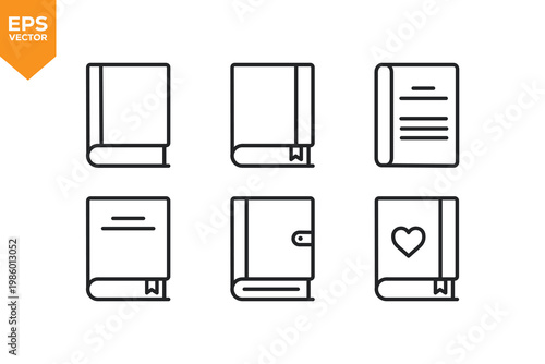 Set of line icons related to Book, E-Learning, School. Vector illustration.