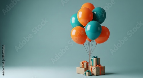 Festive father's day celebration colorful balloons and gift boxes for a special dad