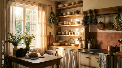 Cozy Rustic Kitchen with Natural Light and Vintage Charm