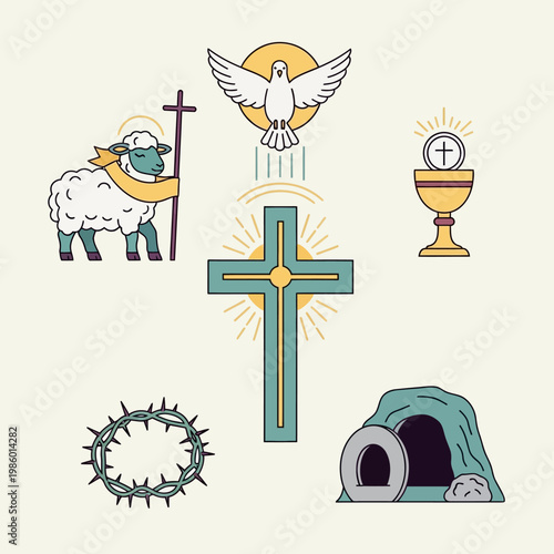 Christian Symbols Collection Religious Icons Jesus Christ Faith Spirituality