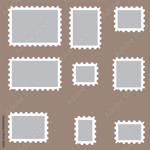 A set of nine blank postage stamp templates