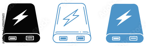 wireless power bank icon set charging vector