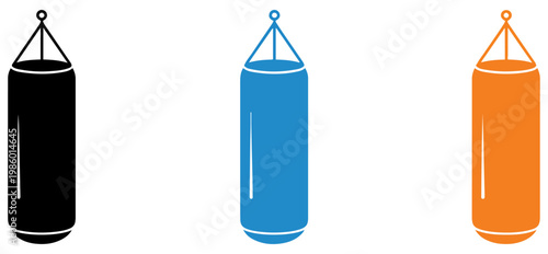 boxing punching bag training icon vector set