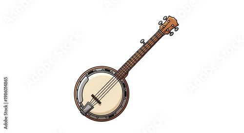 Simple banjo illustration on a white background
