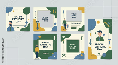 Happy Father's Day Celebration Collection Featuring Dads and Kids with Gift Ideas and Photo Frames for Special Family Bonding Moments