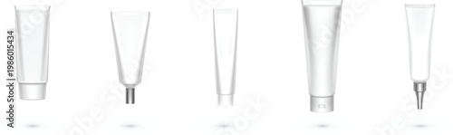 Minimalist 3d realistic cosmetic tube collection on white background vector