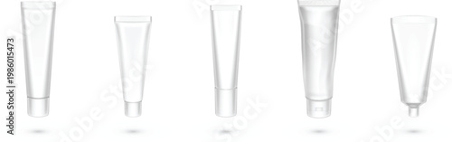 Minimalist 3d realistic tube cosmetic collection on white background vector