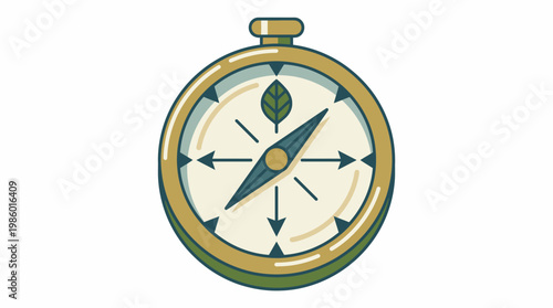Eco Compass with Leaf Symbolizing Nature-Friendly Direction and Sustainable Guidance