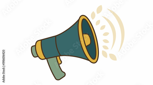 Megaphone announcing important news or information with sound waves