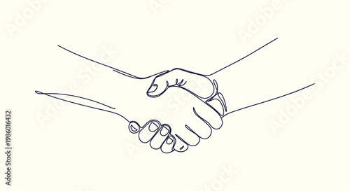 Minimalist Continuous One Line Drawing of Business Handshake Agreement for Partnership and Success
