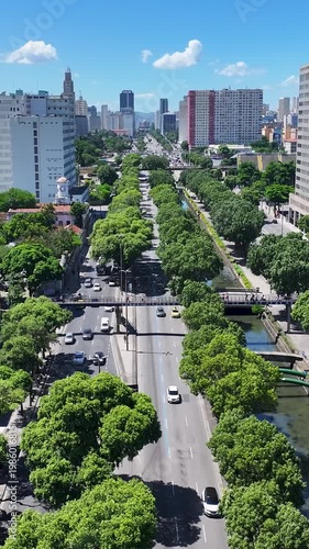President Vargas Avenue In Rio De Janeiro In Brazil. Enterprise Buildings Scenery. Downtown District. Transportation Skyline. President Vargas Avenue In Rio De Janeiro In Brazil. Beautiful Cityscape. 