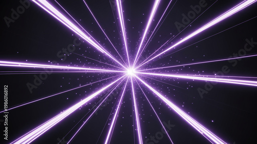 A vibrant purple light radiates outward in a stunning display of energy and movement.