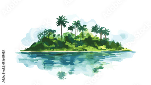 Bioko Island. Bioko Island hand drawn watercolor illustration on white background
