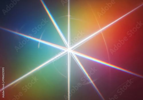 Prism light refraction creating rainbow spectrum rays