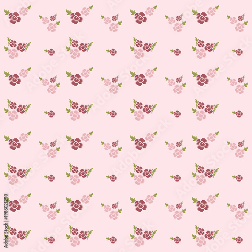 Roses Pattern: Spring and summer Seamless floral Pattern with pink background: Vector Illustration for Fabric, Clothing, wallpaper, tile floor and fashion Design - pastel color