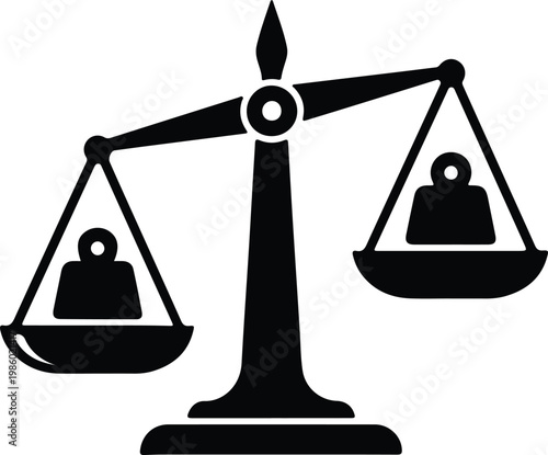 Silhouette balance scale showing weight inequality and imbalance vector design