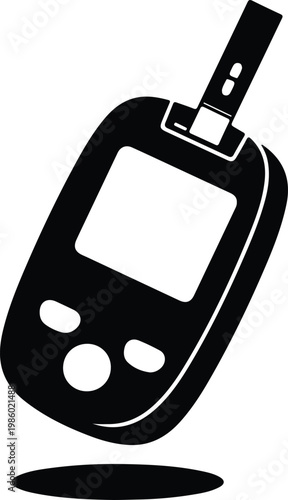 Silhouette blood glucose meter test strip health monitoring vector design