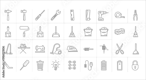 Collection of various tools icons.