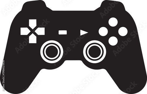 Video game controller silhouette for gaming, modern entertainment symbol.