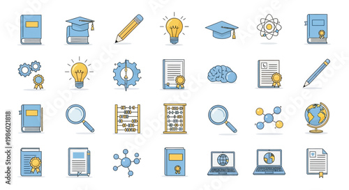 Education icons on white background.