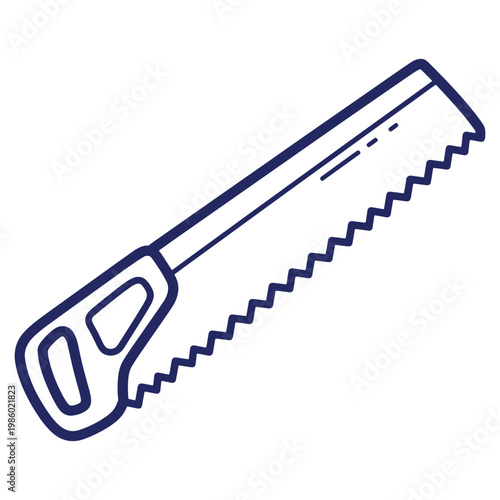 Hand Saw Illustration for Carpentry and Woodworking Projects Depicting Precision and Craftsmanship with a Clean Design