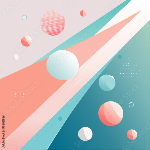 Ein minimalistischer geometrischer Hintergrund in sanften Pastelltönen aus Rosa und Türkis.