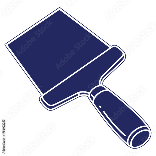 Isometric Vector Illustration of a Putty Knife Tool for Home Repair and Construction Work Renovation Process with Dark Blue Color