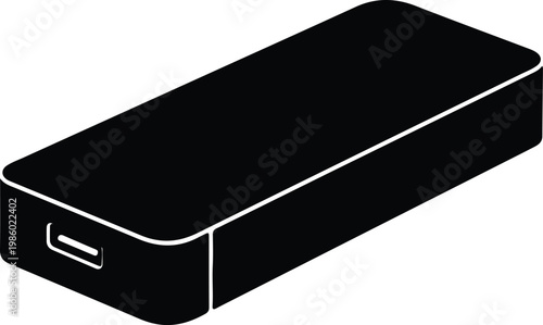 Silhouette portable battery power bank icon charging device outline vector design