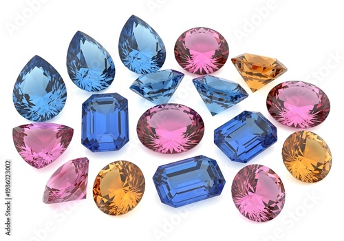 Colorful crystal gemstones arranged in a circle