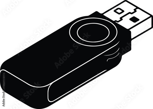 Silhouette USB flash drive digital data storage technology icon vector design