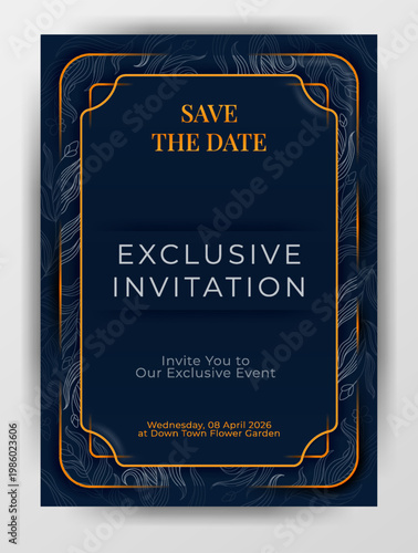 Luxury gold line invitation card with chinese royal background theme elegant premium design for wedding ceremony gala dinner and exclusive celebration event