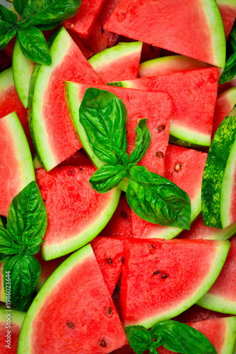 Obraz na plátně Triangles of sliced watermelon close-up