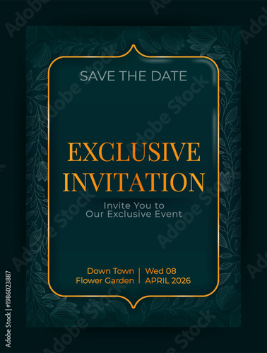 Luxury gold line invitation card with floral chinese royal background elegant premium design for wedding ceremony formal banquet and exclusive celebration