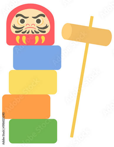 シンプルな達磨落としのイラスト ベクター素材