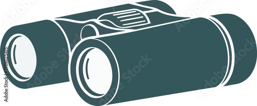 Dark green binoculars white outline white background