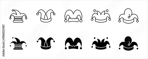 Jester Hat Carnival Costume Funny Icon
