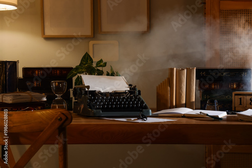 Author's workplace with vin...