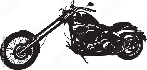 Black motorcycle silhouette, vector bike illustration, motorcycle icon, chopper design