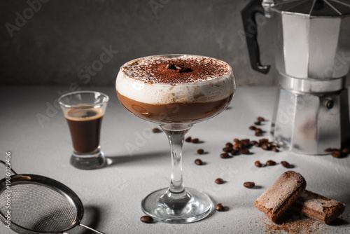 Glass of tasty Tiramisu coc...